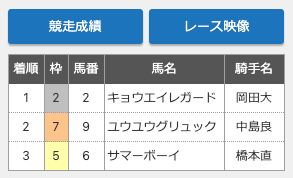 地方競馬GOのベストレースの結果