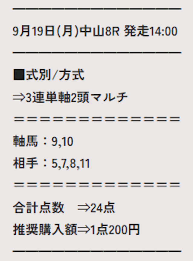 うま通のベストレースの買い目