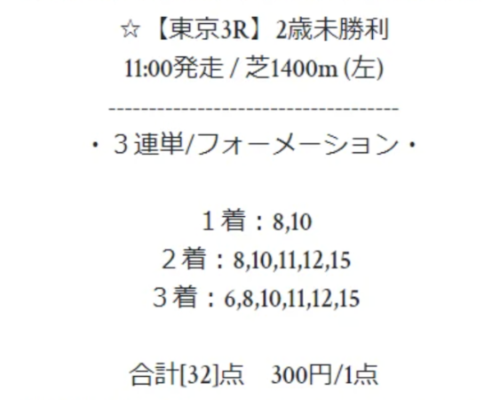 予想屋うま太郎_有料予想_ブラックボックス_買い目