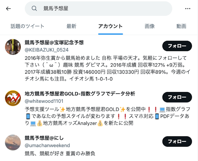 Twitter（ツイッター）などのSNSで予想を販売する競馬予想屋を紹介する画像