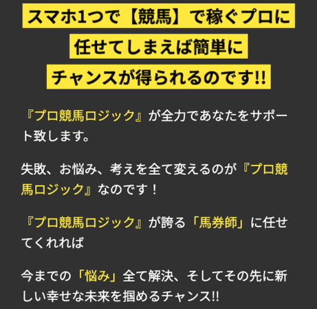 プロ競馬ロジックの基本情報を紹介する画像